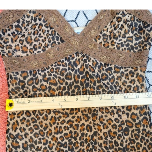 THATS SO FETCH LEOPARD PRINT & BLACK LACE MINI SLIP DRESS, SZ 8 - Picture 10 of 12